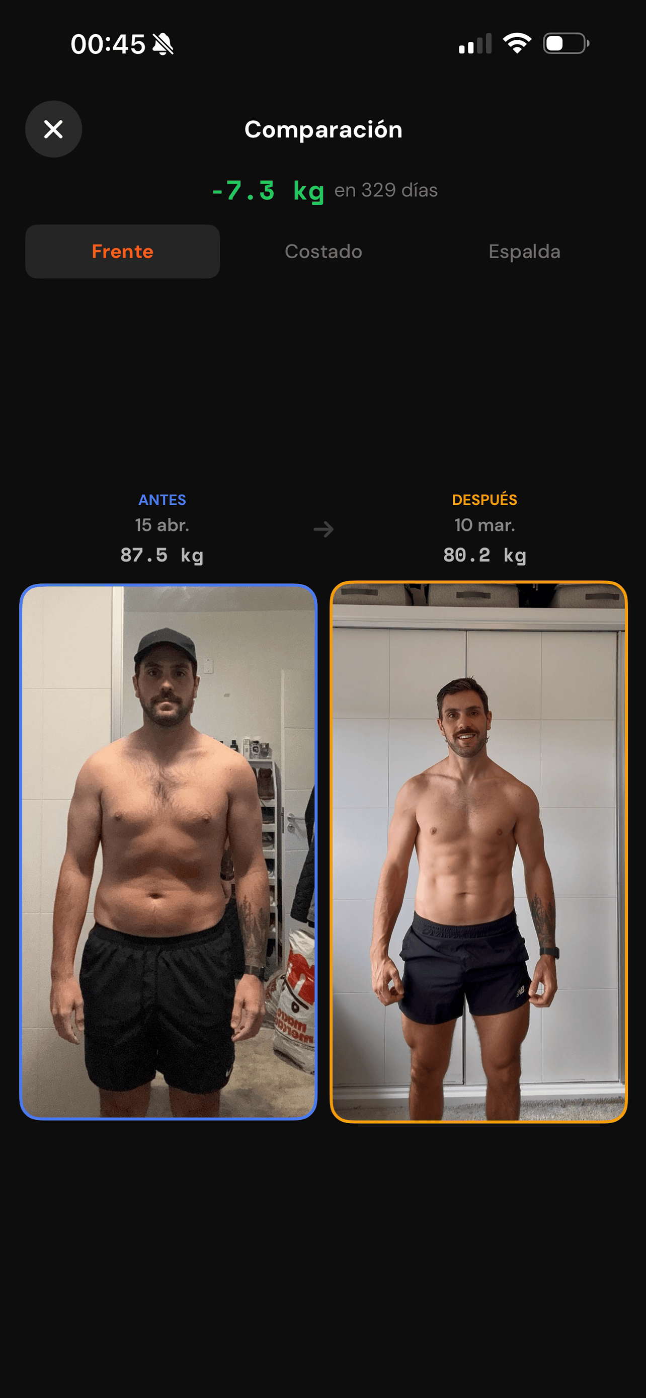 RACHA — comparación de progreso